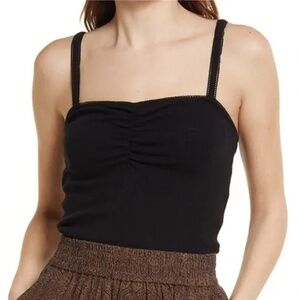 Treasure & Bond Ribbed Stretch Tank Top Front 100% Cotton Ruching NWOT